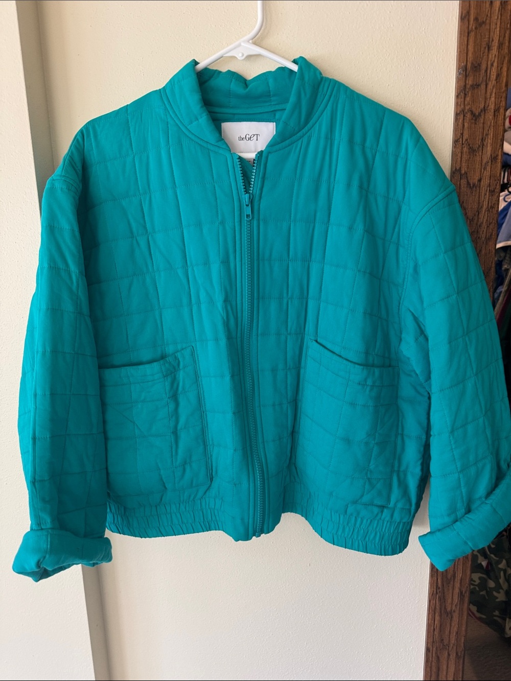 theGET Teal Quilted Bomber Jacket - Women's